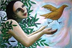 "Angel lauchning a bird"